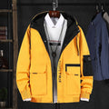 Autumn Men Casual Jacket Outdoor Windbreaker Harajuku Cargo Jackets Mens Loose Print Hooded Outwear Coat Hip Hop Multi-pocket
