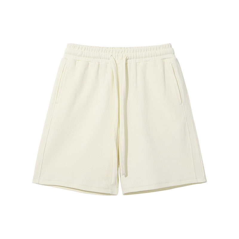 Mens and Womens High End Breathable Diamond Pattern Waffle Shorts Set Loose Casual Top Wide Leg Shorts Set