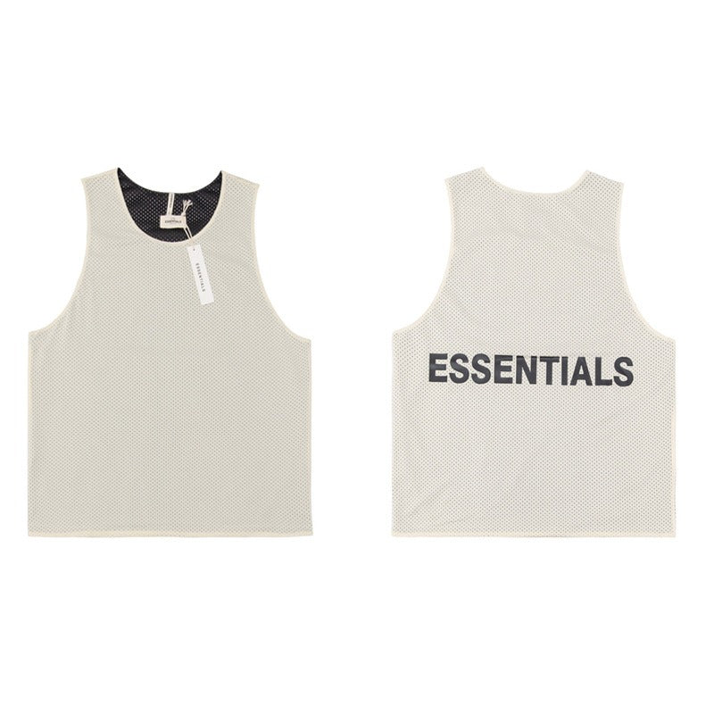 FEAR OF GOD FOG ESSENTIALS Double Line Mesh Sleeveless Vest, Trendy Mens Internet Celebrity, Same Style As High Street Trend