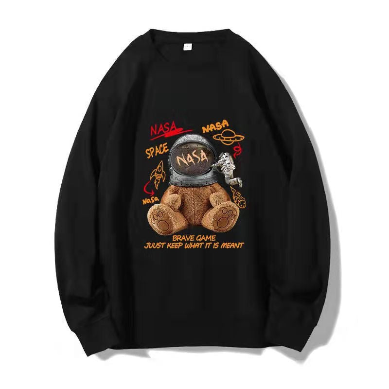 Mens Sweater Autumn and Winter New Korean Edition Trend Loose Versatile Sports Casual Bottom Shirt Long Sleeve Top Couple