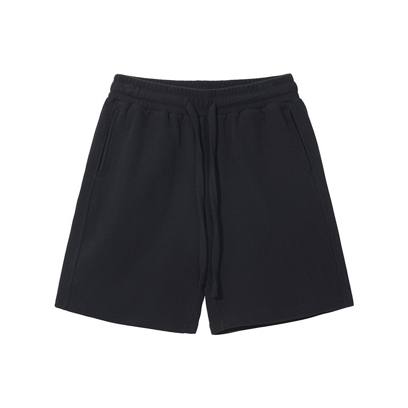 Mens and Womens High End Breathable Diamond Pattern Waffle Shorts Set Loose Casual Top Wide Leg Shorts Set